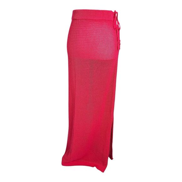 Forever 21 Knit Drawstring‎ Open side Maxi cover up Skirt Pink Size 3XL - Picture 1 of 13
